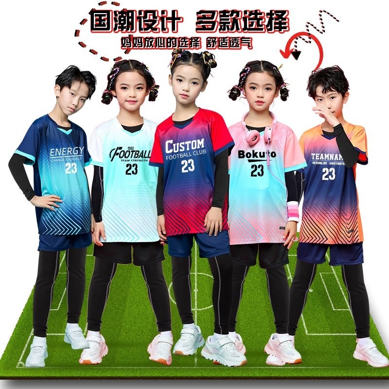Children'S Football Clothing Suit Boys And Girls Competition Training Team Clothing Long Sleeve Trousers Four-Piece Sports Jersey - Image 3