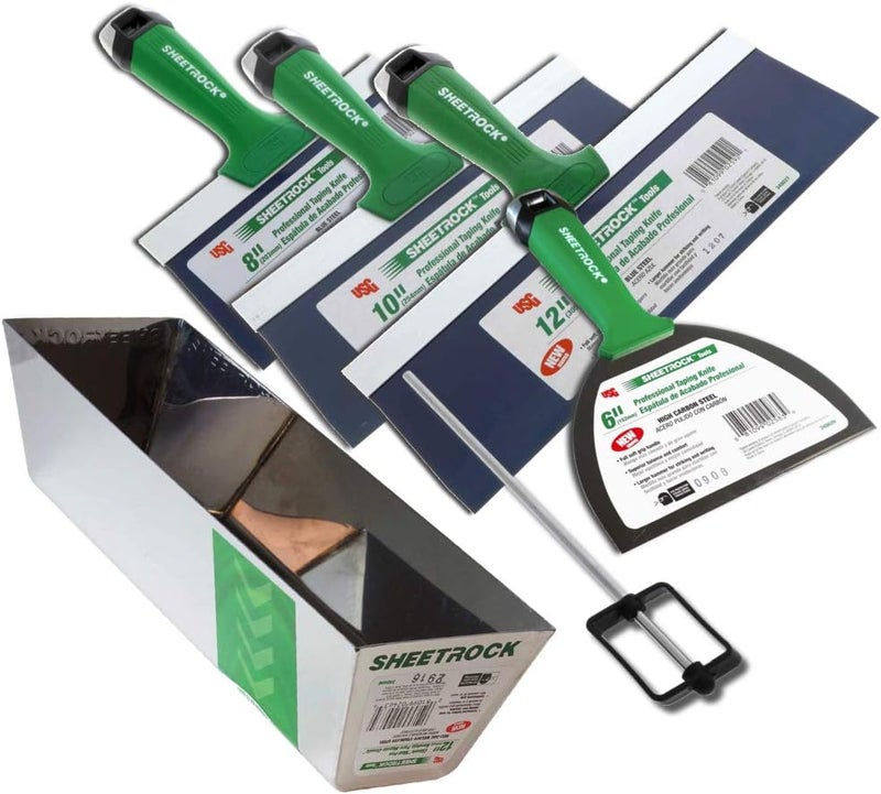 Sheetrock USG Pro Series Blue Steel Drywall Taping Knife with Matrix Style Handle (4-Piece w/12" Mud Pan) - Image 1