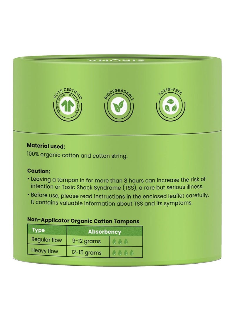 Sirona Organic Cotton Regular Flow Tampons 18 Pieces Pack - Image 2