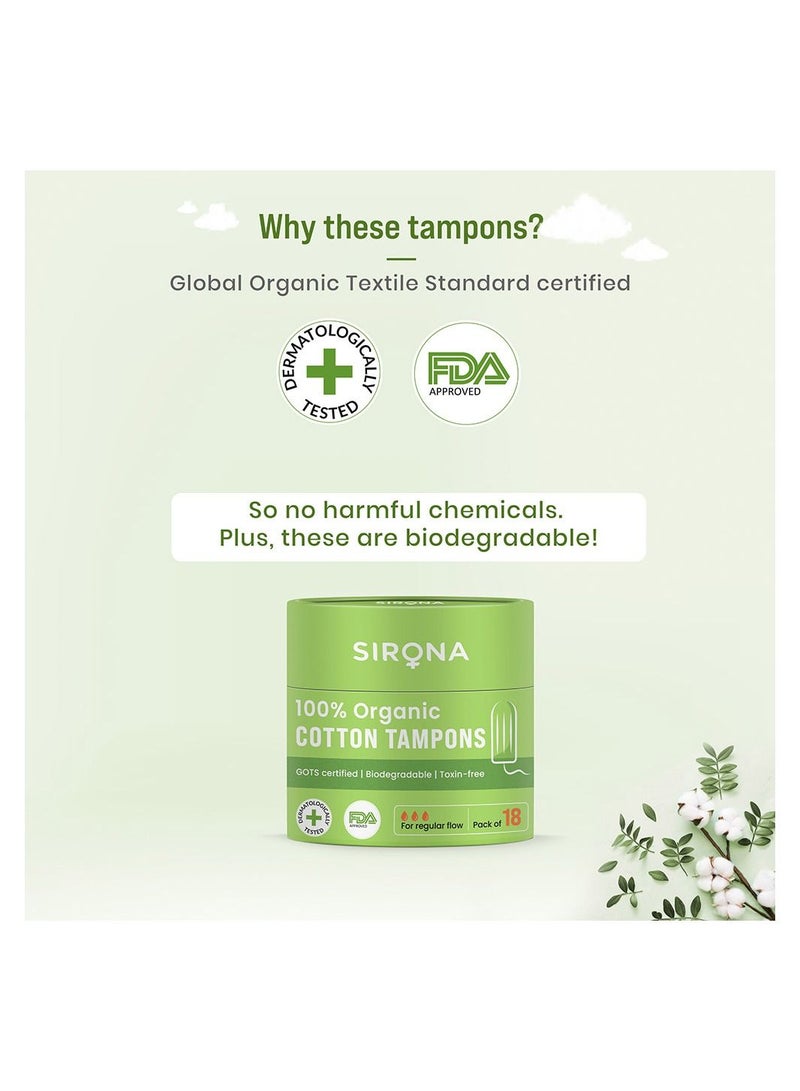 Sirona Organic Cotton Regular Flow Tampons 18 Pieces Pack - Image 4
