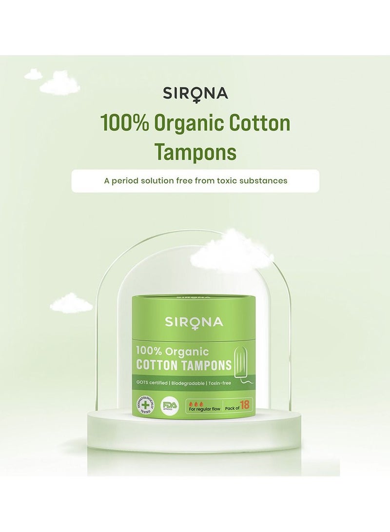 Sirona Organic Cotton Regular Flow Tampons 18 Pieces Pack - Image 3
