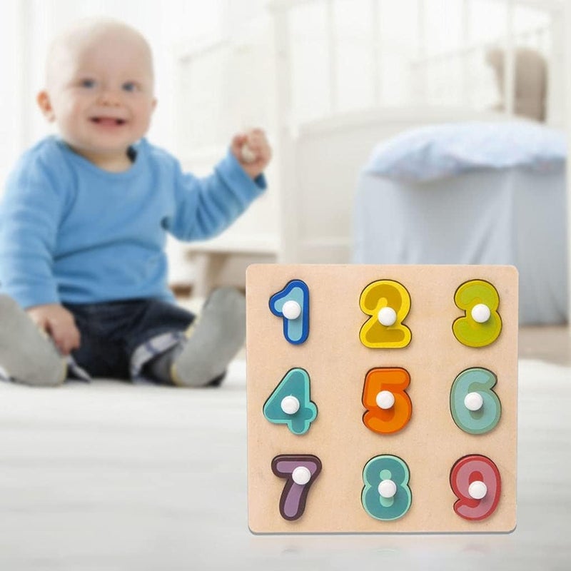 klarako Toddlers Wooden Peg Puzzles Jigsaw Board Kids Knob Puzzles Early Educatiol Learning Toy - Number - Image 2