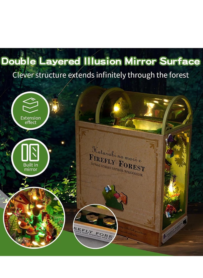 Rightsure - DIY Book Nook Kit, DIY Dollhouse Booknook Miniature Book Nook Kit, 3D Model Wooden Dollhouse Toy with Light for Teen Adults, Building Mini Doll House Bookends Shelf Decor Boy Girls Gifts - Image 1