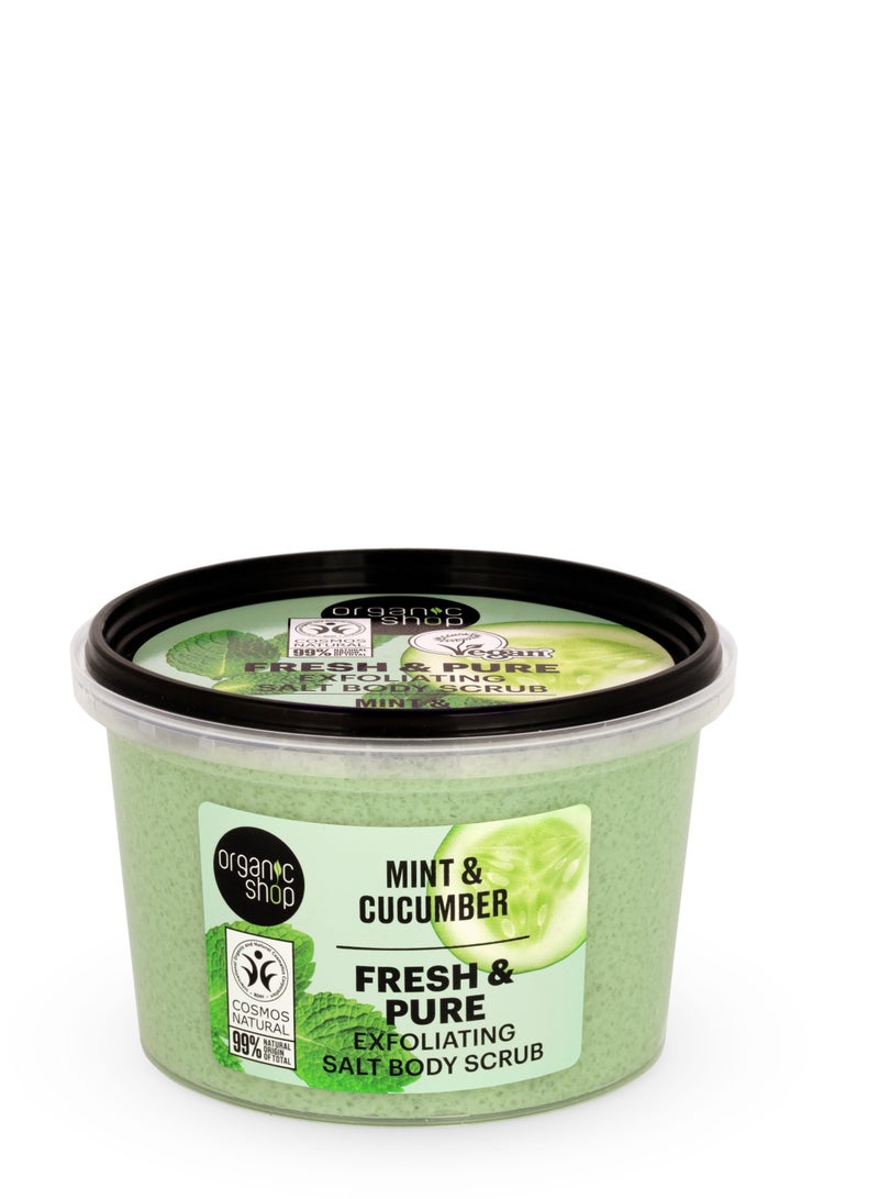 Organic Shop Fresh & Pure exfoliating salt body scrub. Mint & Cucumber 250 ml