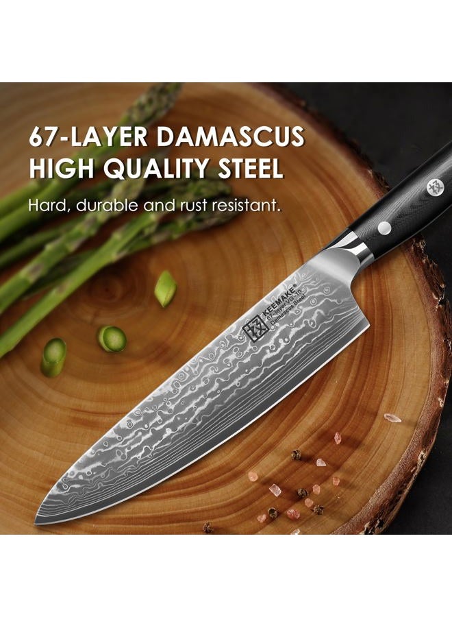KEEMAKE Damascus Kitchen Knife Set 3 PCS, Sharp Knives Set for Kitchen, 67 Layers Damascus Chef Knives, Japanese Knife Sets with Full Tang Ergonomic Handle, Kitchen Knives for Meat Vegetable - Image 3