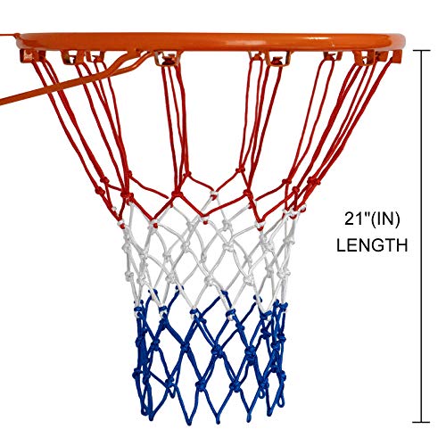 Sanung 2 Pack Heavy Basketball Net Rainproof Sunscreen, Red White Blue Bold Polyester Braided Rope, 12 Loops for Indoor Outdoor Professional Competitions - Image 2