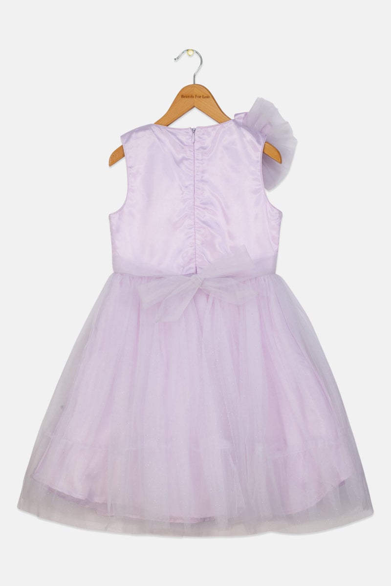 Lunamoon Toddlers Girl Metallic Party Dress, Lavender - Image 2