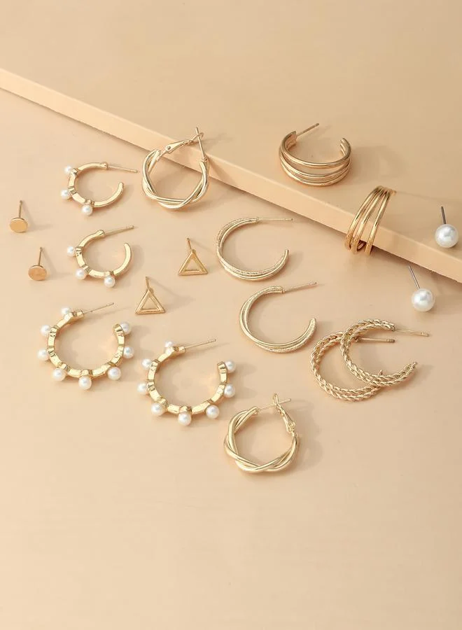 تايك تو مجموعة من 6 - أقراط حلق مزينة بلؤلؤ صناعي