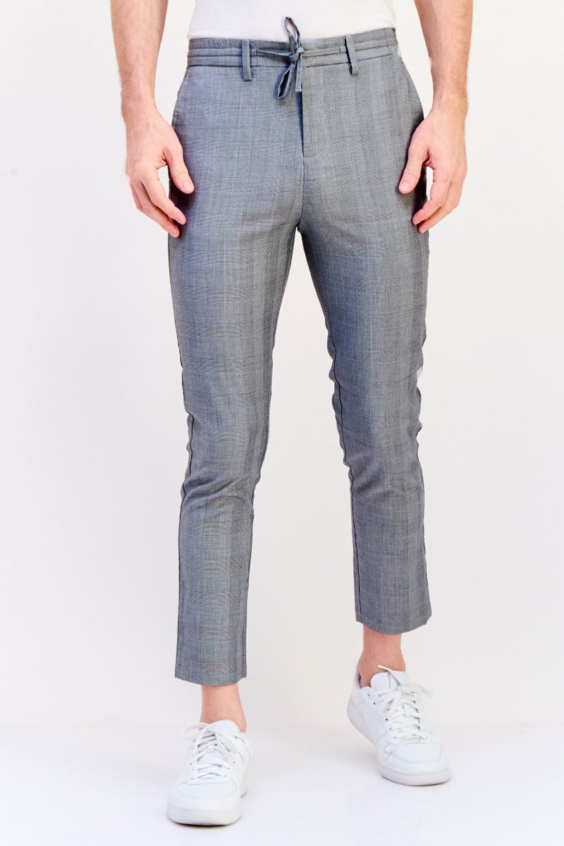 Celio سروال تشينو للرجال بتصميم جلين شيك العادي، رمادي - Image 1