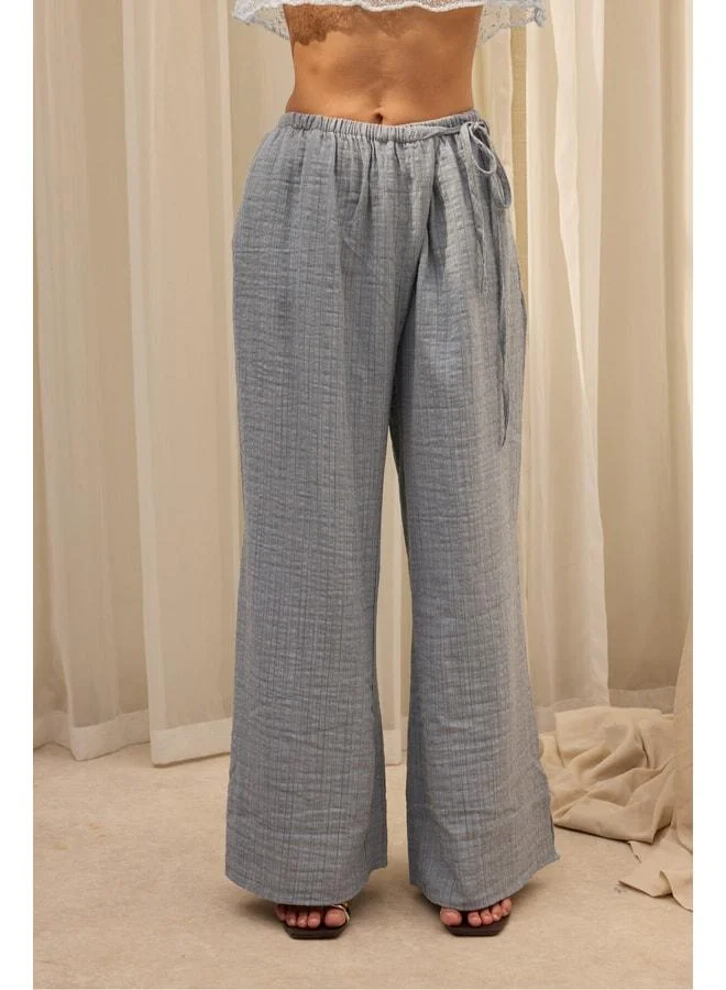 Bohemai Harmony Blue Pants with Side Tie.