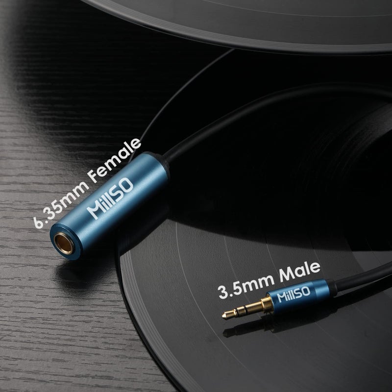 MillSO 1/4 to 3.5mm Headphone Adapter, TRS 6.35mm Female to 3.5mm Male 1/8 to 1/4 Stereo Audio Adapter for Amplifiers, Guitar, Piano, Home Theater Devices to Phone, Laptop, Headphones - 12inch/30cm - Image 3