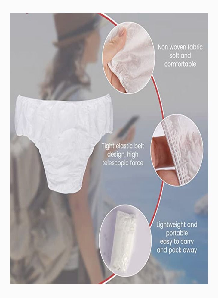 SYOSI Disposable Underwear for Women, 7Pcs Women’s Non-woven Briefs Handy Paper Panties One Time Use Undergarment for Travel Hotel Spa Massage Tanning Sauna, 7 Individual Packs Universal Size (XL) - Image 2