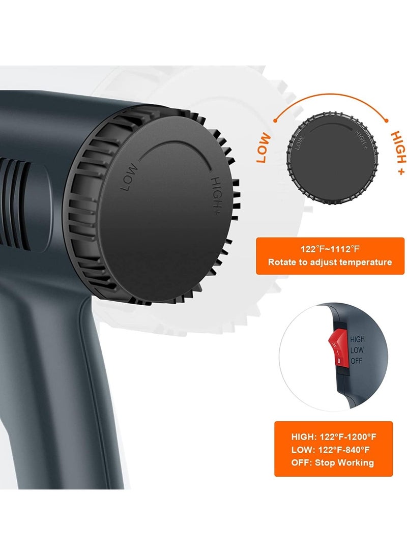 Halamine 2000W Heat Gun, Heavy Duty Hot Air Gun Kit with 4 Nozzles-1.5s Fast Heating,Stepless Temperature Adjustment 122℉ to 1202℉, Heat Gun Tool for Shrink Tubing,crafting,Wood Markers - Image 3