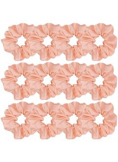 Sufermoe Sufermoe Satin Silk Hair Scrunchies 12 Count  Light Orange 45 Inch Elastic Hair Ties Hair Bands Ponytail Holders and Accessories for Women and Girls 