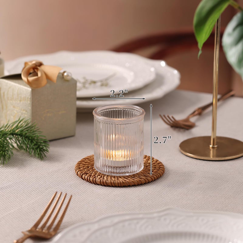 NITIME 32Pcs Ribbed Votive Candle Holders, Clear Tea Light Candle Holder for Wedding Table Decor, Glass Candle Holder for Bridal Shower Decor, Home and Holiday Decor - Image 2