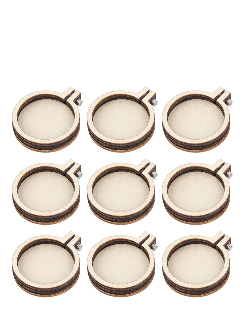 SYOSI 10 Pack Round Mini Embroidery Hoop, Mini Wood Hoop Ring Set, Cross Stitch Hoop Wood Display Frame for DIY Pendant Embroidery Frame Craft, for Art Craft Handy Sewing and Hanging  - Image 1