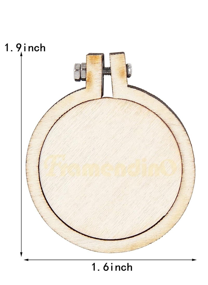 SYOSI 10 Pack Round Mini Embroidery Hoop, Mini Wood Hoop Ring Set, Cross Stitch Hoop Wood Display Frame for DIY Pendant Embroidery Frame Craft, for Art Craft Handy Sewing and Hanging  - Image 3