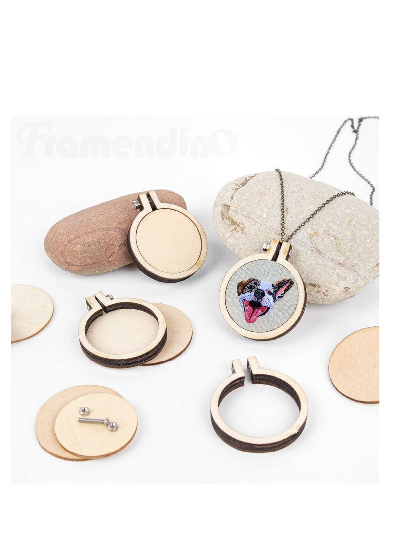 SYOSI 10 Pack Round Mini Embroidery Hoop, Mini Wood Hoop Ring Set, Cross Stitch Hoop Wood Display Frame for DIY Pendant Embroidery Frame Craft, for Art Craft Handy Sewing and Hanging  - Image 4