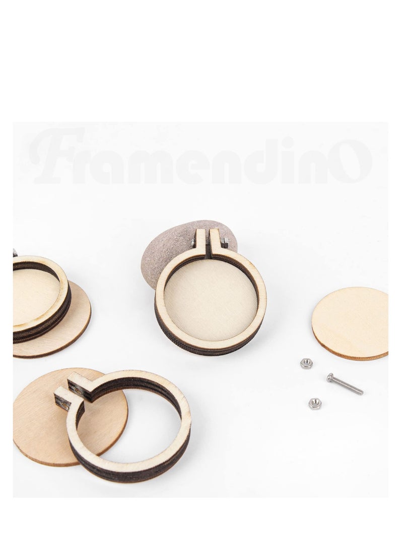 SYOSI 10 Pack Round Mini Embroidery Hoop, Mini Wood Hoop Ring Set, Cross Stitch Hoop Wood Display Frame for DIY Pendant Embroidery Frame Craft, for Art Craft Handy Sewing and Hanging  - Image 5