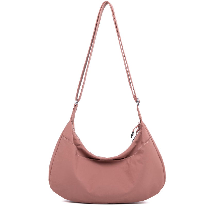 Sanxiner Lightweight Crescent Bag Nylon Crossbody Bags for Women Multi-Pocket Sling Hobo Luna Bag Women's Shoulder Handbag for Travel (A-Rose) - Image 3