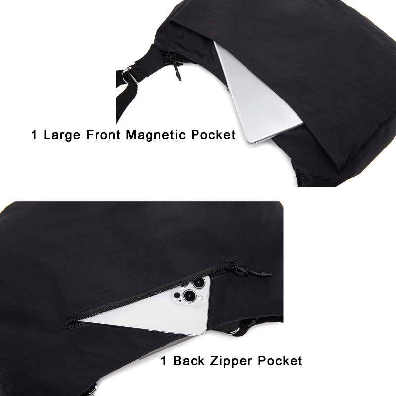 Sanxiner Lightweight Crescent Bag Nylon Crossbody Bags for Women Multi-Pocket Sling Hobo Luna Bag Women's Shoulder Handbag for Travel (A-Rose) - Image 5