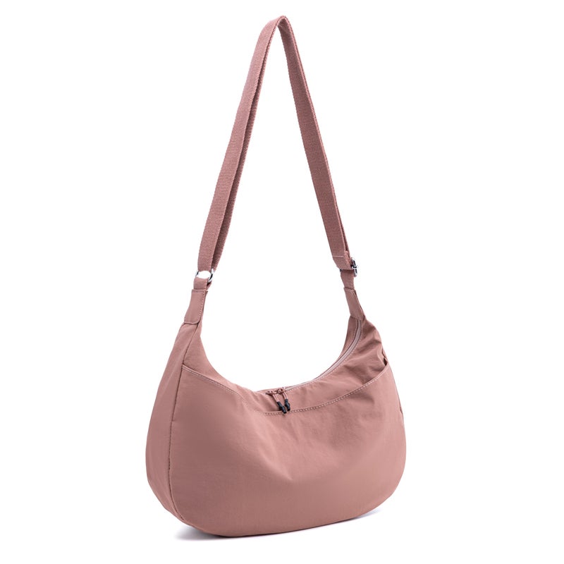 Sanxiner Lightweight Crescent Bag Nylon Crossbody Bags for Women Multi-Pocket Sling Hobo Luna Bag Women's Shoulder Handbag for Travel (A-Rose) - Image 1