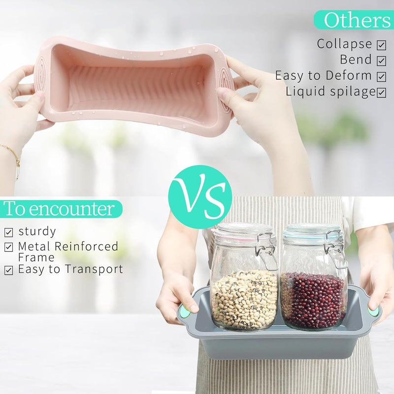 To encounter 9 Inch Silicone Bread and Loaf Pan, 2 Pack Food Grade Nonstick Silicone Molds for Baking Banana Bread, Meat Loaf, Pound Cake, with Metal Reinforced Frame More Strength - Image 3
