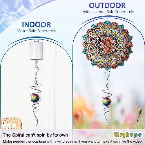 Eiryhope Gazing Ball Spiral Tail, Wind Spinner Stabilizer with Multi Color Sphere & Swivel Hook, Sun Catcher 11" Tail and 2" Stainless Steel Orb, Indoor Outdoor Garden Decor, Creative Gifts 13 inch - Image 2