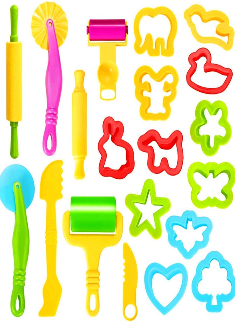 null - Playdough Tools 20 PCS Play Dough Tools Set for Kids  Various Shape Playdough Cutters and Rollers - Image 1