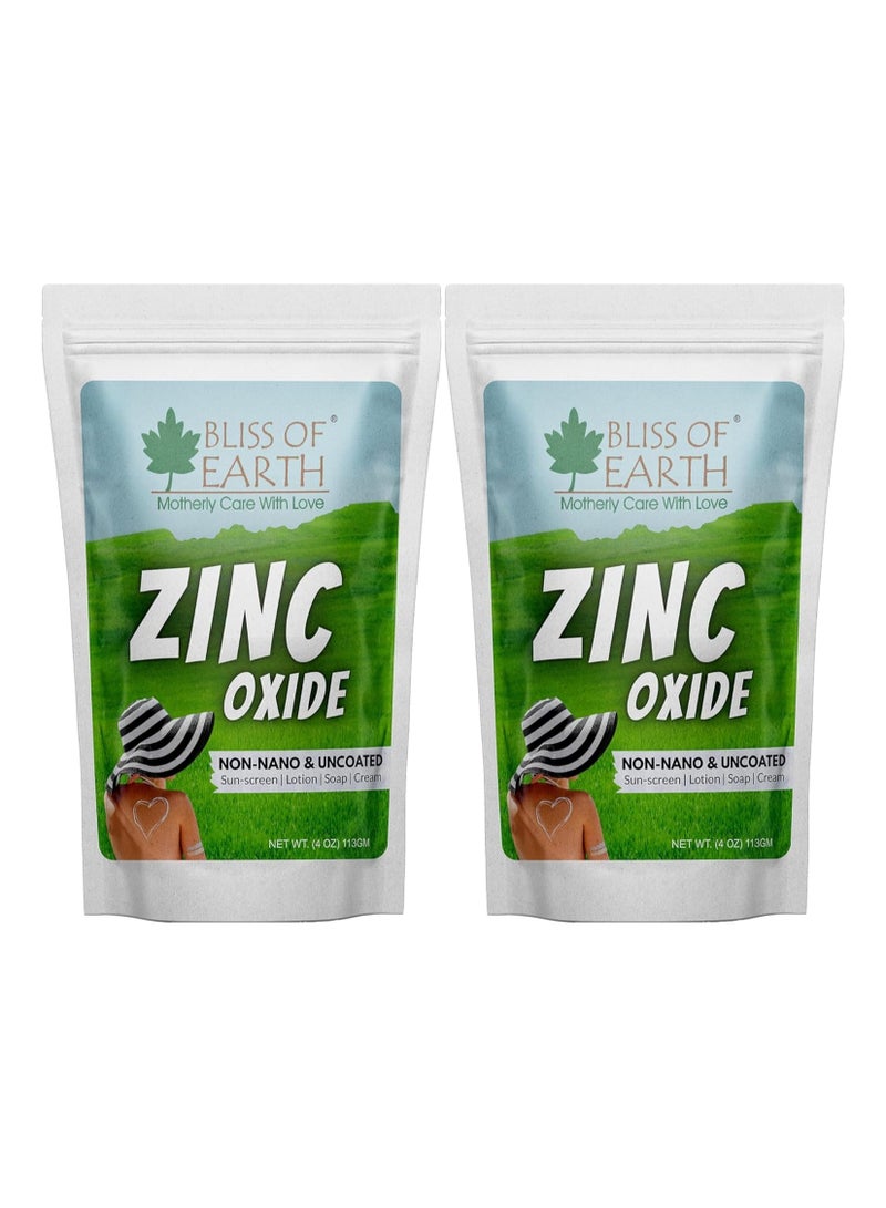 Bliss of Earth 4 oz Zinc Oxide Powder Non Nano & Uncoated for Skin Face, Cosmetic & DIY Product 113Gm Pack of 2 - Image 1