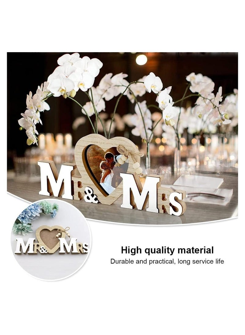 هدايا الزفاف مع إطار صور على شكل قلب، ديكورات الزفاف، إطارات صور مخصصة للزوجين، هدايا رومانسية، إطار صورة خشبي على سطح الطاولة للسيد والسيدة لحفلات الذكرى السنوية وديكور المنزل - Image 3