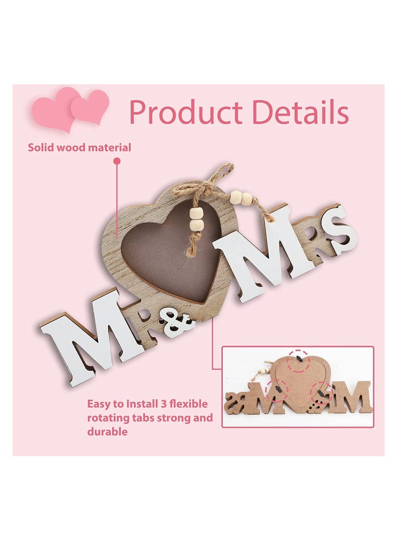 هدايا الزفاف مع إطار صور على شكل قلب، ديكورات الزفاف، إطارات صور مخصصة للزوجين، هدايا رومانسية، إطار صورة خشبي على سطح الطاولة للسيد والسيدة لحفلات الذكرى السنوية وديكور المنزل - Image 4