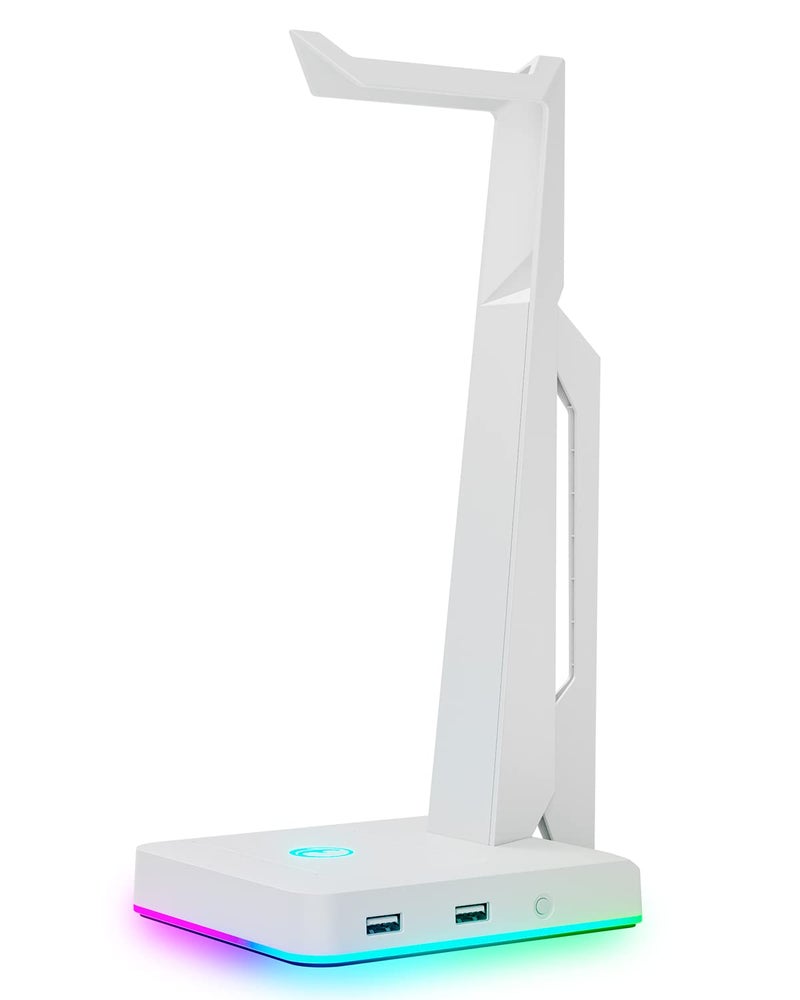 IFYOO RGB Gaming Headset Stand with 2 USB Ports, Game Headphone Mount for PC, Xbox One, PS4, Switch, Earphone Holder Hanger, Great for Gaming Stations, Fancy Desk Gamer Accessories, White - Image 1