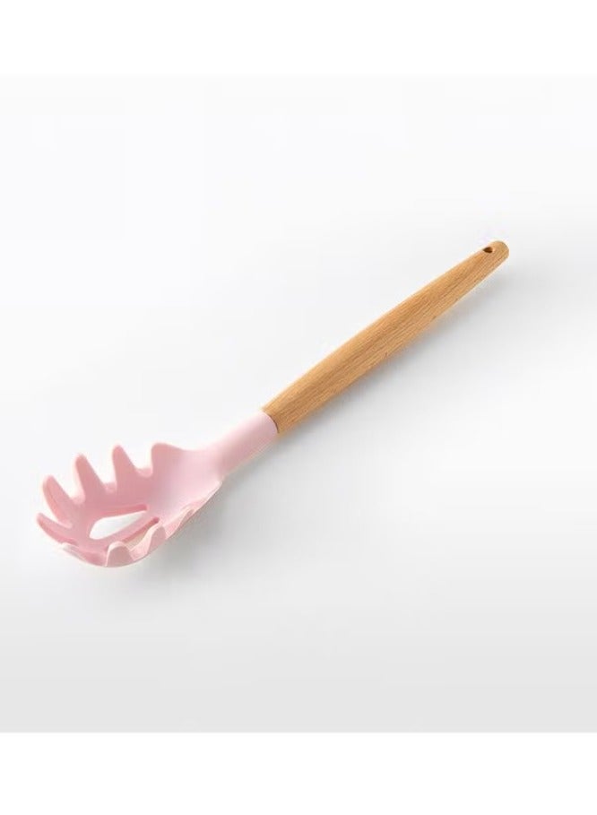 12 Piece Barreled Cooking Utensils Set With Wooden Handle Pink/Brown - Image 2