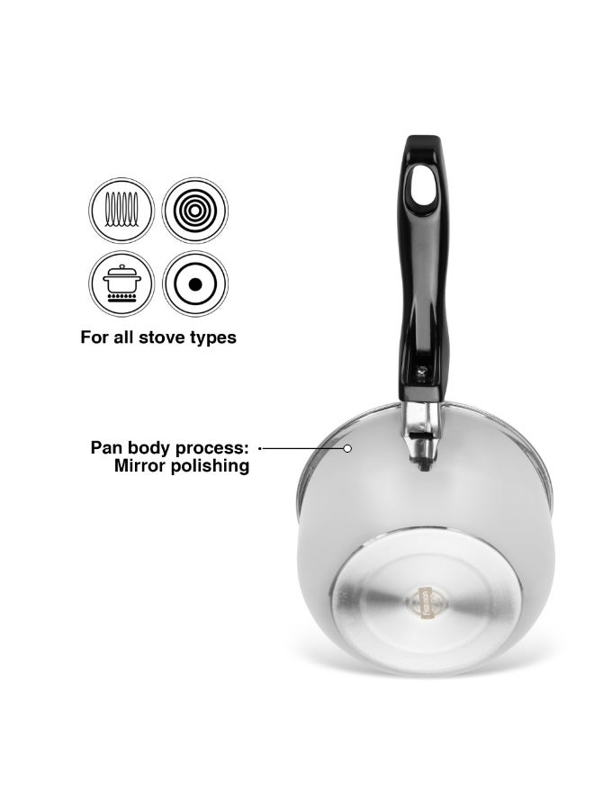 Fissman Double Wall Saucepan 0.95L, Stainless Steel Bain-Marie Sauce Pan 16x9.5cm | Mirro-Like Polish Finished 18/10 INOX304 | Induction Bottom for all Cooktops | Bakelite Handle - Image 3