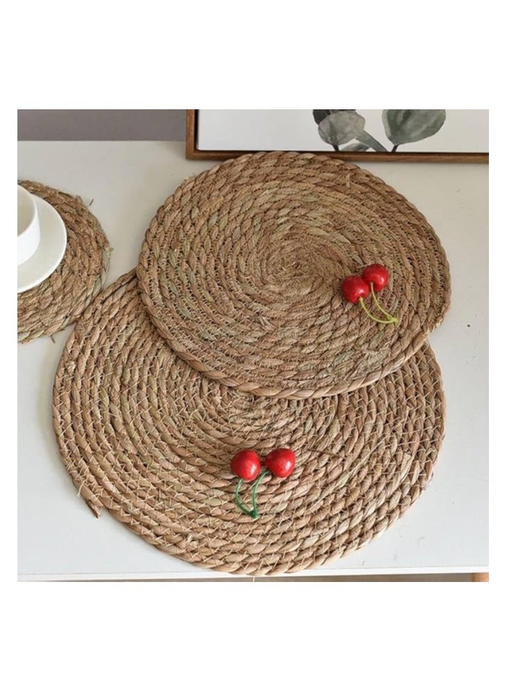 Large Round Wicker Coaster Set - Heat Insulation for Tablecloths - 38 cm - Stylish and Durable for Serving Plates and Cups - Image 1