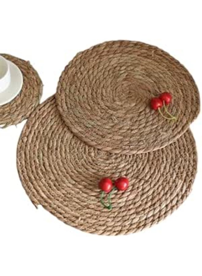 Large Round Wicker Coaster Set - Heat Insulation for Tablecloths - 38 cm - Stylish and Durable for Serving Plates and Cups - Image 5