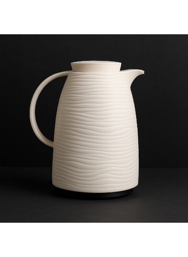 BASURRAH Thermal White Textured Tea and Coffee Flask 1L 1.5L 2L, Temperature Retention Hot 12 Hours Cold 24 Hours, Elegant Design for Daily Use Home Kitchen Hospitality - Image 1