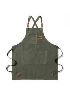 Foreign trade thickened canvas apron wholesale household kitchen strap full body pure cotton waist gardening work apron printing greyish green