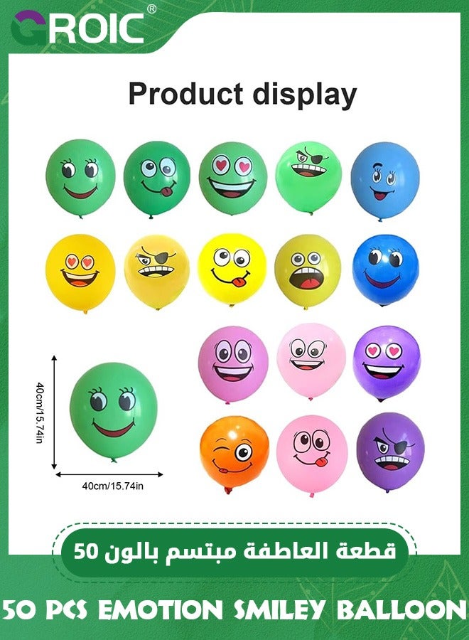 GROIC 50Pcs 12'' Smile Funny Face Balloons, Cartoon Happy Birthday Party Fun Emotion Smiley Balloon Decorations for Birthday Party Decor, Baby Shower, Wedding, Party Supplies - Image 2