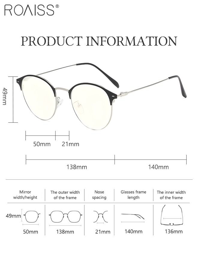 roaiss Blue Light Blocking Sunglasses Anti UV and Glare Blue Light Filter Computer Glasses Round Color Changing Eyewear for Men Women Black Silver - Image 4