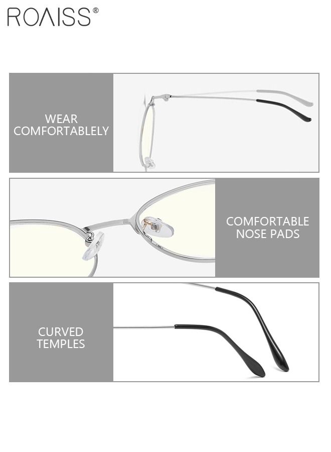 roaiss Blue Light Blocking Sunglasses Anti UV and Glare Blue Light Filter Computer Glasses Round Color Changing Eyewear for Men Women Black Silver - Image 5