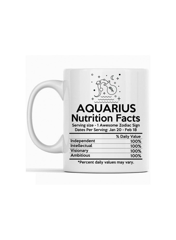 SHOP NEW ARRIVALS "Celebrating Aquarius: A Unique Mug Featuring Nutritional Facts Tailored for the Aquarius Personality and Lifestyle"