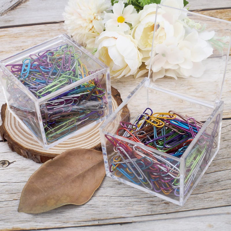Deoot 2 Pack Small Clear Acrylic Organizer with Lid for Paper Clips,Sticky Note,Qtip,Cotton Balls,Hair Ties Holder Acrylic Box for Home office Bathroom Desk Organizer - Image 3