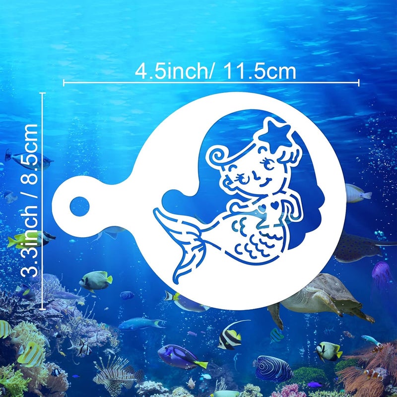 Konsait Cookie Stencil Template, Konsait 25Pack Mermaid Reusable Cake Decorating Stencils for Children Girls Birthday Party Favors,Royal Icing Cake Coffee Mousse Pastry Dessert Decorating Kit for Party Decor - Image 2