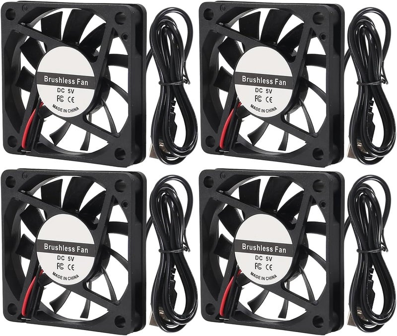 AITIAO 4PCS 5V 6015 Fan USB Brushless Cooling Fan 60mm x 15mm 5V DC USB Fans Brushless Cooling Fans for Computer CPU Heat Sink - Image 1