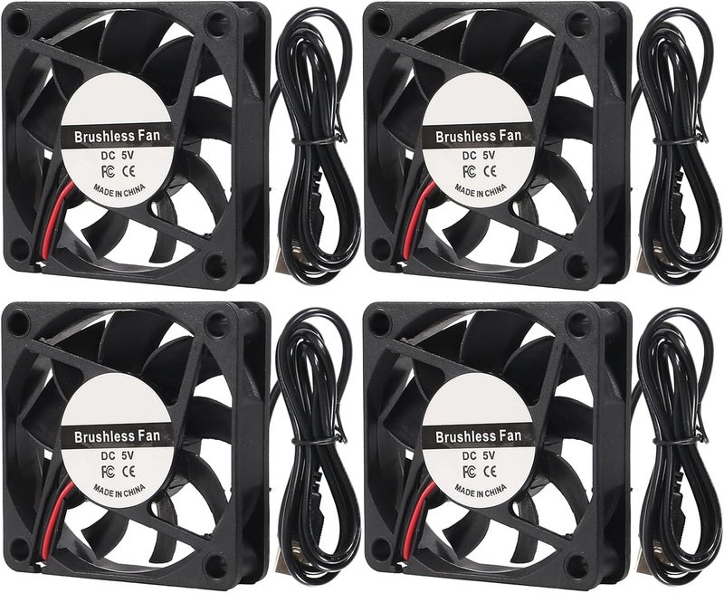 AITIAO 4PCS 5V 6015 Fan USB Brushless Cooling Fan 60mm x 15mm 5V DC USB Fans Brushless Cooling Fans for Computer CPU Heat Sink - Image 2