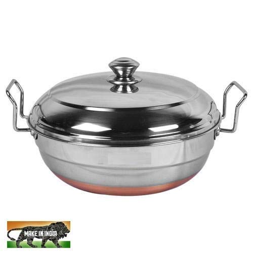 Multi Kadhai Copper Bottom Stainless Steel Multi Kadhai/Idly Maker/Steamer/Dhokla Maker/Patra Maker All-in-One Stainless Steel Multi Kadhai Steamer with Copper - Image 4