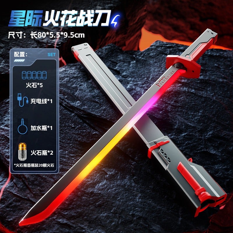 لعبة سيف ضوئي متوهج دوار بشفرتين ليزر للأطفال والكبار، قابل للشحن عبر USB، بإضاءة LED