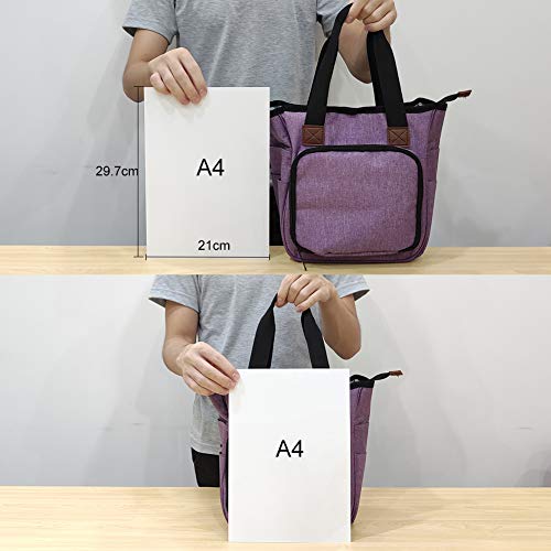 SumDirect Yarn Bag, Knitting Organizer Tote Bag Portable Storage Bag for Yarns, Carrying Projects, Knitting Needles, Crochet Hooks, Manuals and Other Accessories (Purple) - Image 3